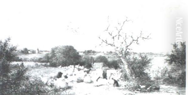 Tending The Flock Oil Painting by James Edwin Meadows