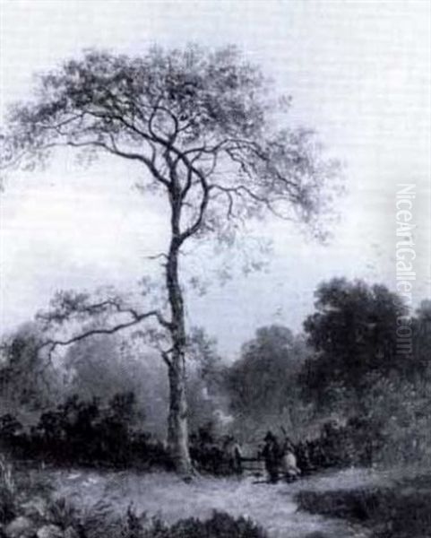 Vandrare I Sommarlandskap Oil Painting by James Edwin Meadows