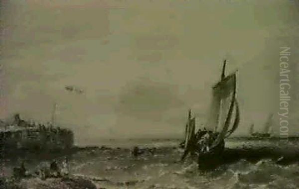 Pulling Out To Sea Oil Painting by James Edwin Meadows