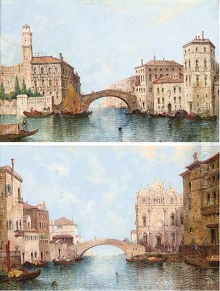 The Scuola Di San Marco From The Grand Canal (+ Off The Grand Canal, Venice; Pair) Oil Painting by William Meadows