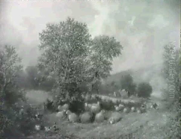 A Country Lane Oil Painting by William Meadows