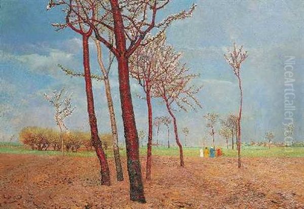 Landschaft An Einem Fruhlingstag Oil Painting by Karl Mediz