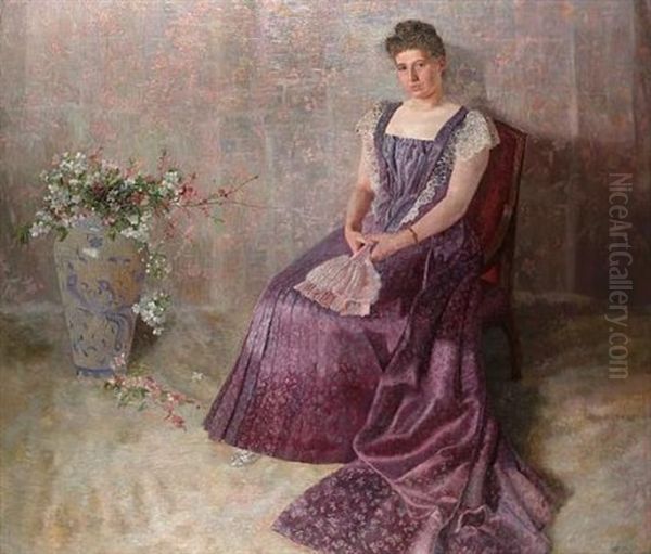 Portrait Of Frau Von Birkenreuth (das Lila Staatskleid) Oil Painting by Karl Mediz