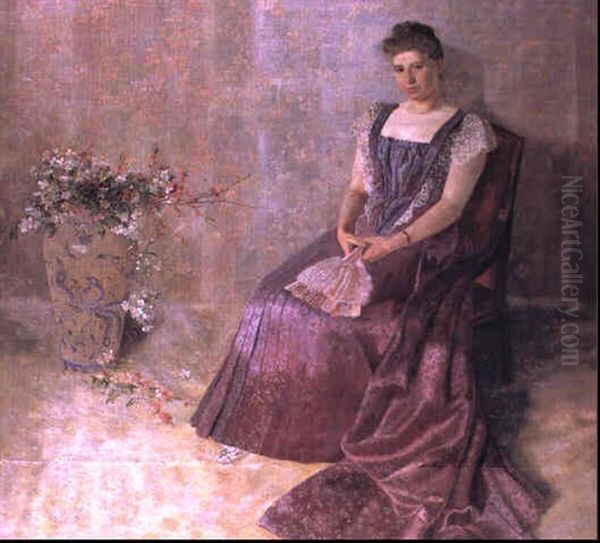 Das Lila Staatskleid, Frau Von Birkenreuth Oil Painting by Karl Mediz