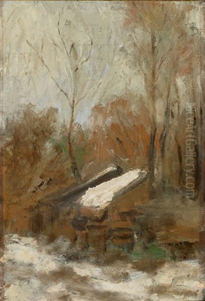 Hutten Im Wald Bei Krems. Vgl. Emilie Mediz-pelikan, Karl Mediz, Oeuvre-verzeichnis, Linz, S. 241, Abb. Nr. 133 Oil Painting by Emilie Mediz-Pelikan