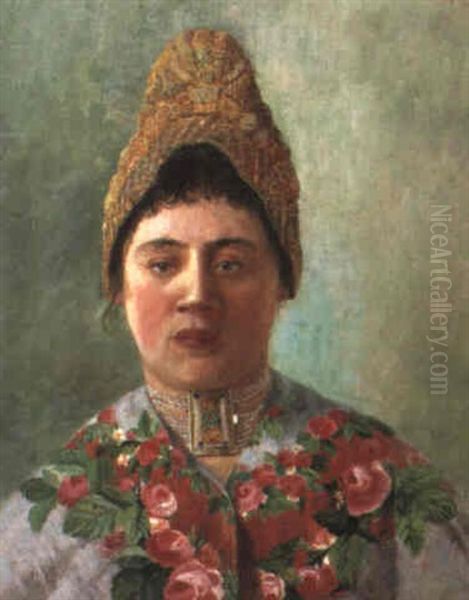 Die Junge Kremserin Oil Painting by Emilie Mediz-Pelikan