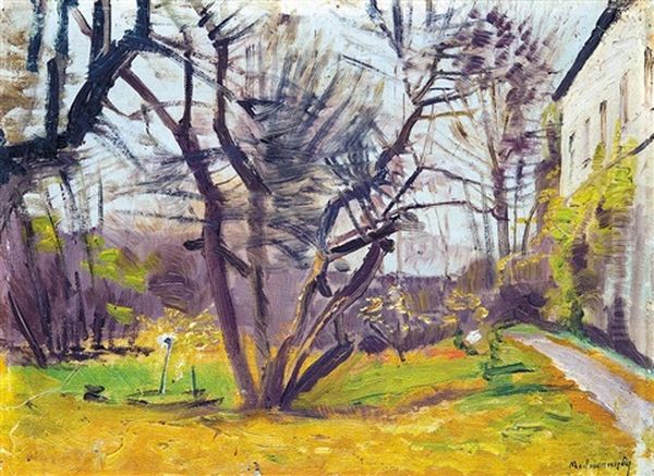 Garden Oil Painting by Laszlo Mednyanszky