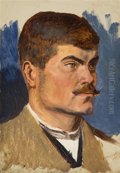 Study Of A Head Oil Painting by Laszlo Mednyanszky