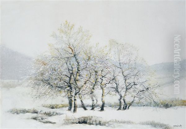 Winter Scene Oil Painting by Laszlo Mednyanszky