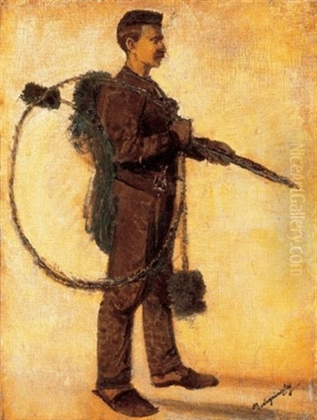 Kemenysepro - Szerencsehozo (chimney-sweeper) Oil Painting by Laszlo Mednyanszky