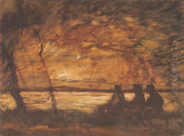 Vizparton (on The Shore) Oil Painting by Laszlo Mednyanszky