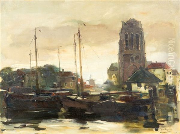 Havengezicht Te Dordrecht Oil Painting by Han Van Meegeren