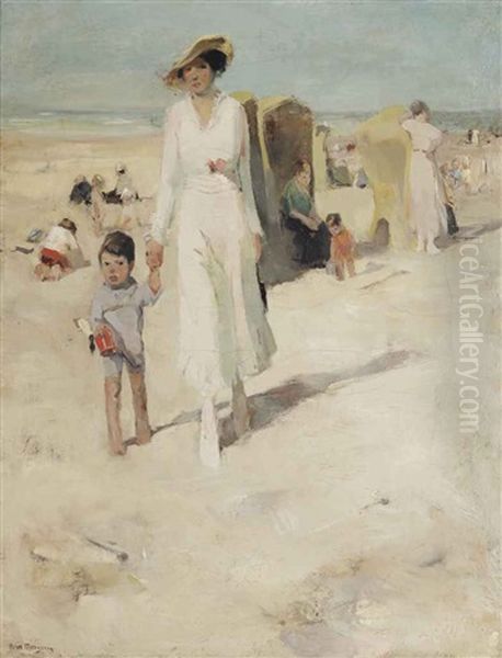 Strolling On The Beach Oil Painting by Han Van Meegeren