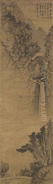 Running Streams And Endless Mountains (pair) Oil Painting by Mei Qing