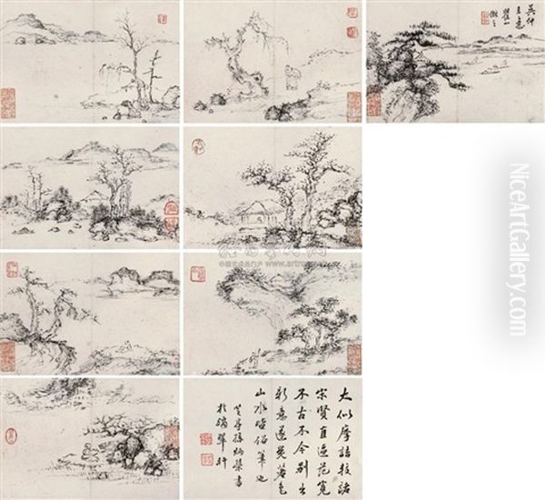 Landscape (+ 11 Others; 12 Works) Oil Painting by Mei Qing