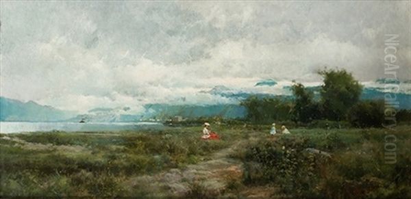 Paisaje Con Figuras Oil Painting by Eliseo Meifren y Roig