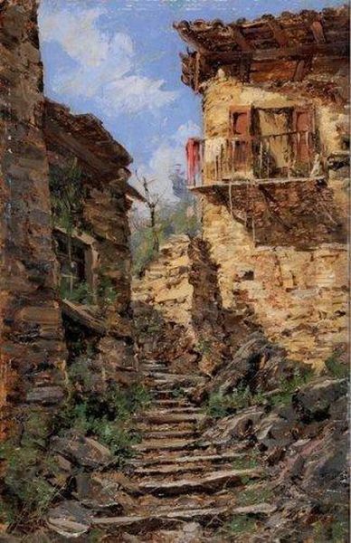 Chatillon En Diois Oil Painting by Charles Alexandre Bertier