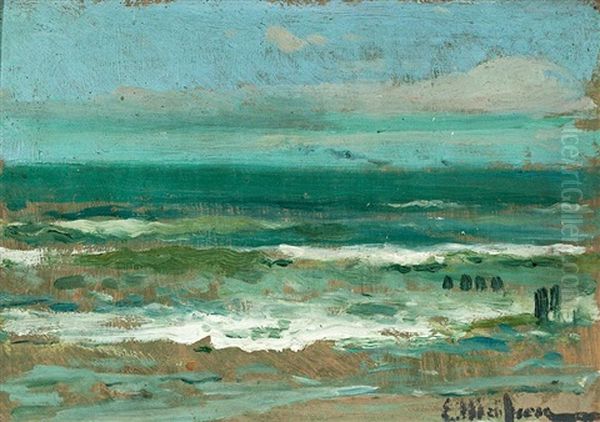 Marina Oil Painting by Eliseo Meifren y Roig