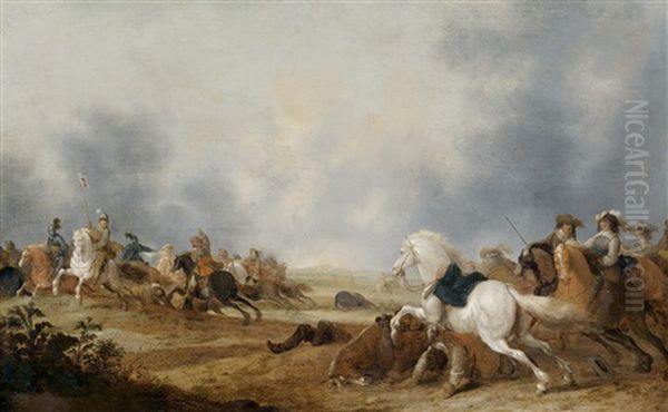 Reitergefecht Oil Painting by Hendrick De Meijer