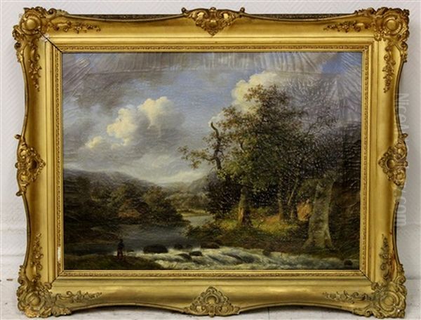 Boomrijk Rivierlandschap Oil Painting by Claus Hendrik Meiners