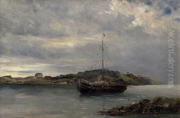 Abend Am Frischen Haff An Der Ostsee Oil Painting by Gustav Meissner