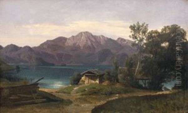 Gebirgslandschaft Mit Bergsee Oil Painting by Gustav Meissner