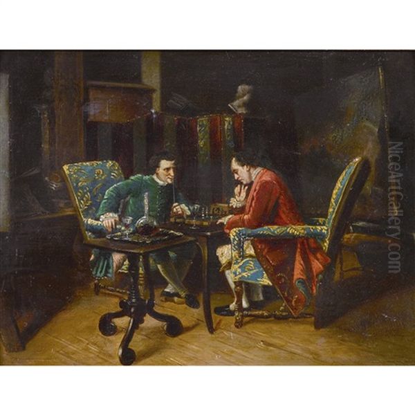 Das Schachspiel Oil Painting by Jean-Louis-Ernest Meissonier