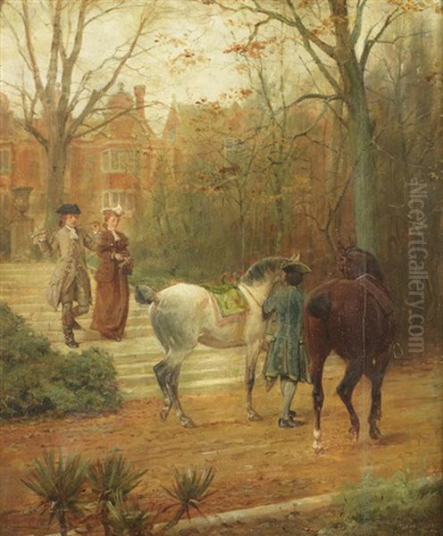 Le Depart En Promenade Oil Painting by Jean-Louis-Ernest Meissonier
