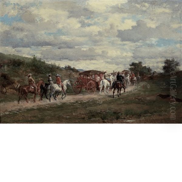 Deux Carosses Oil Painting by Jean-Louis-Ernest Meissonier