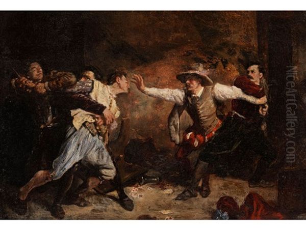 Auseinandersetzung Nach Dem Kartenspiel Oil Painting by Jean-Louis-Ernest Meissonier