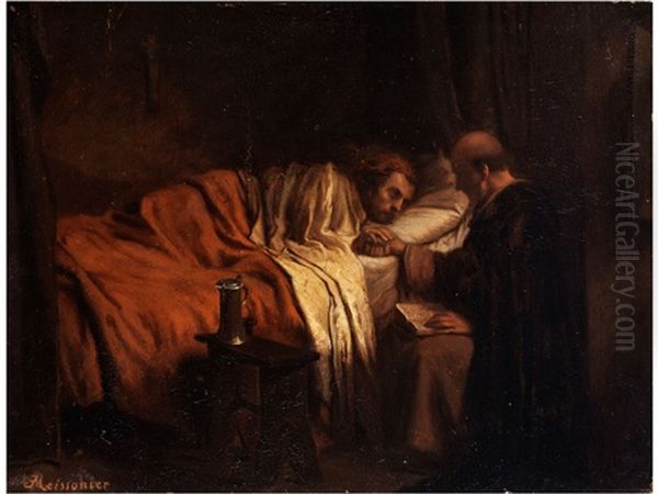 Am Krankenlager Oil Painting by Jean-Louis-Ernest Meissonier