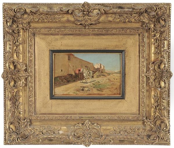 Two Figures On A Road Oil Painting by Jean-Louis-Ernest Meissonier