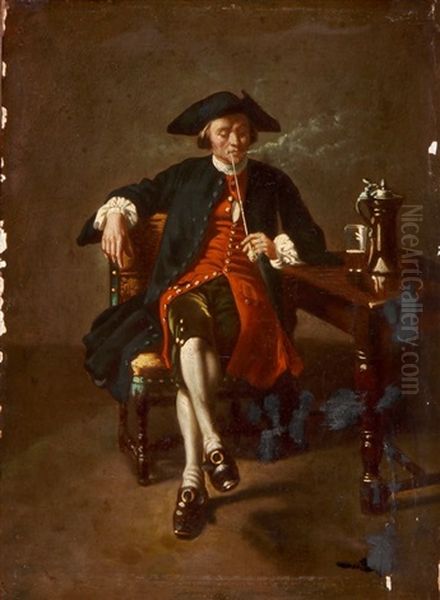 Pfeifenrauchender Mann In Interieur Oil Painting by Jean-Louis-Ernest Meissonier