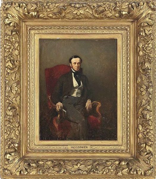 Portrait Of A Gentleman Said To Be The Artist's Uncle, Seated Oil Painting by Jean-Louis-Ernest Meissonier