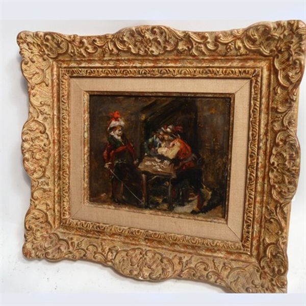 The Musketeers (+ Another, Verso) Oil Painting by Jean-Louis-Ernest Meissonier