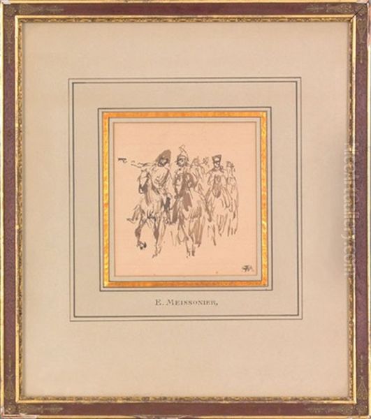 Equine Studies, All Monogrammed (5 Works) Oil Painting by Jean-Louis-Ernest Meissonier