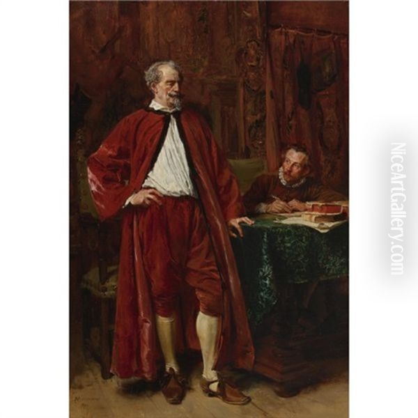 Diderot And His Scribe Oil Painting by Jean-Louis-Ernest Meissonier