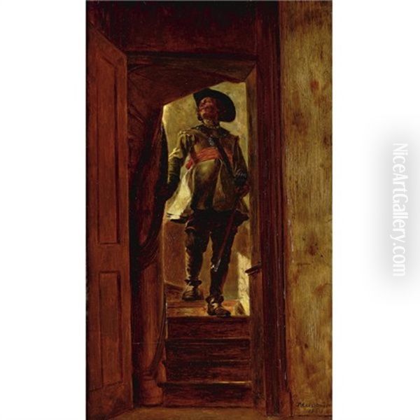An Officer Entering A Tavern Oil Painting by Jean-Louis-Ernest Meissonier
