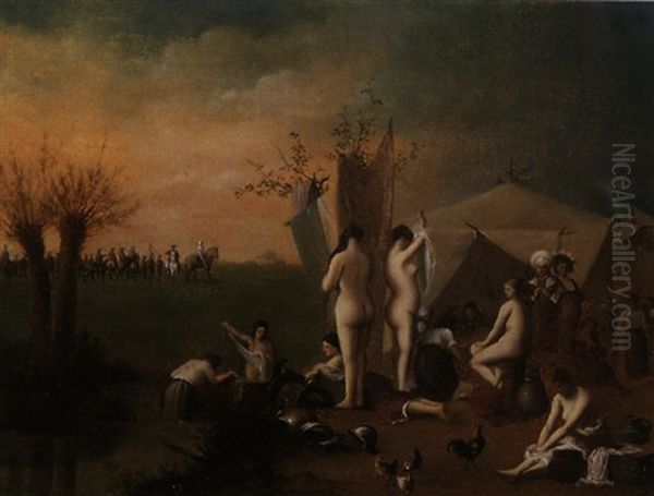 Badende Marketenderinnen Eines Trosses Oil Painting by Jean-Louis-Ernest Meissonier