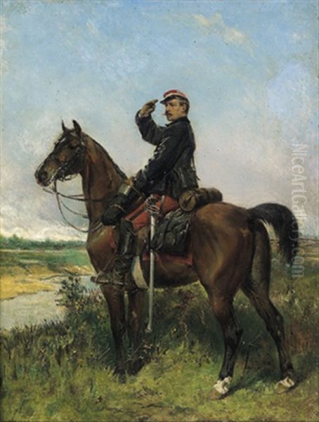 Spahender Franzosischer Offizier Zu Pferd Oil Painting by Jean-Louis-Ernest Meissonier