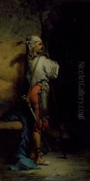 A North African Warrior Oil Painting by Jean-Louis-Ernest Meissonier