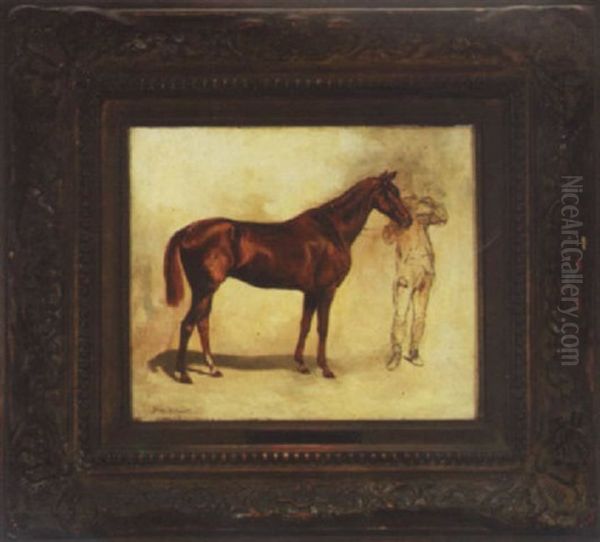 Cheval Alezan Oil Painting by Jean-Louis-Ernest Meissonier