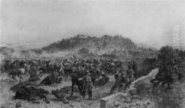 Charge De Cuirassiers Pendant La Guerre De 1870 Oil Painting by Jean-Louis-Ernest Meissonier