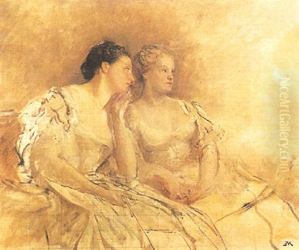 Les Deux Soeurs De L'artiste Oil Painting by Jean-Louis-Ernest Meissonier