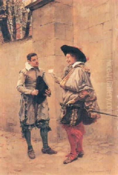 Deux Gentilshommes Oil Painting by Jean-Louis-Ernest Meissonier
