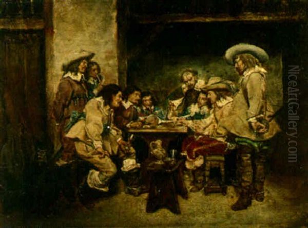 A Game Of Cards Oil Painting by Jean-Louis-Ernest Meissonier