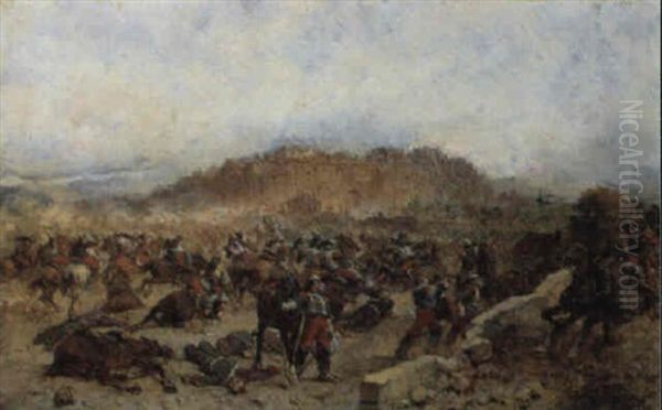 Battaglia Oil Painting by Jean-Louis-Ernest Meissonier