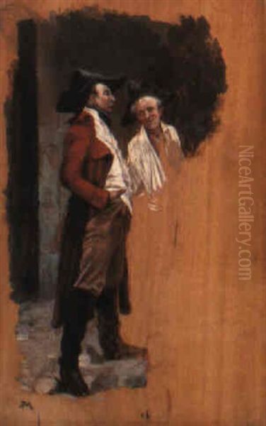 A Study Of Two Gentlemen Oil Painting by Jean-Louis-Ernest Meissonier