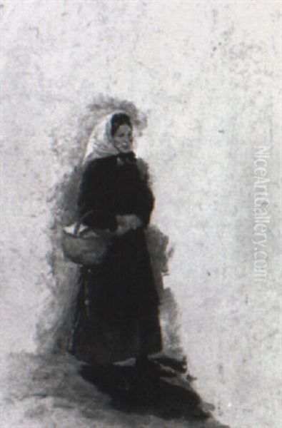 Peasant Woman Oil Painting by Jean-Louis-Ernest Meissonier