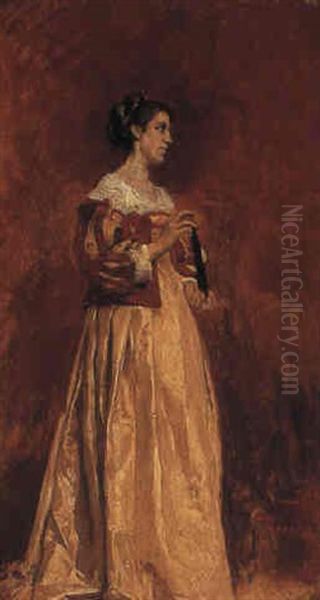 A Portrait Of A Young Lady Oil Painting by Jean-Louis-Ernest Meissonier